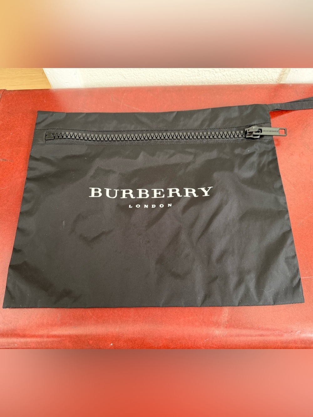Burberry London Black Zip Travel Pouch Cosmetic Case Organizer 10” x 9”